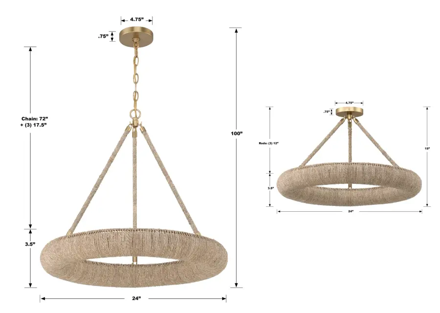 Oakley 24" Integrated LED Ring Chandelier - Image 8