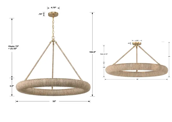 Oakley 32" Integrated LED Ring Chandelier - Image 9