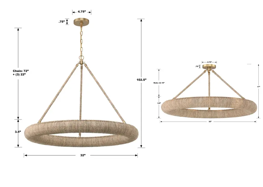 Oakley 32" Integrated LED Ring Chandelier - Image 9