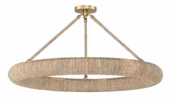 The Oakley 32" semi flush mount combines handcrafted Lake Grass artistry with modern LED efficiency. Its open-top design creates ambient upward lighting while casting a soft filtered glow, perfect for coastal and organic modern interiors.