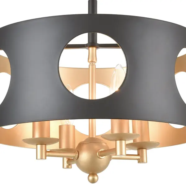 Odelle 14" Semi Flush Mount in Black + Antique Gold - Image 4