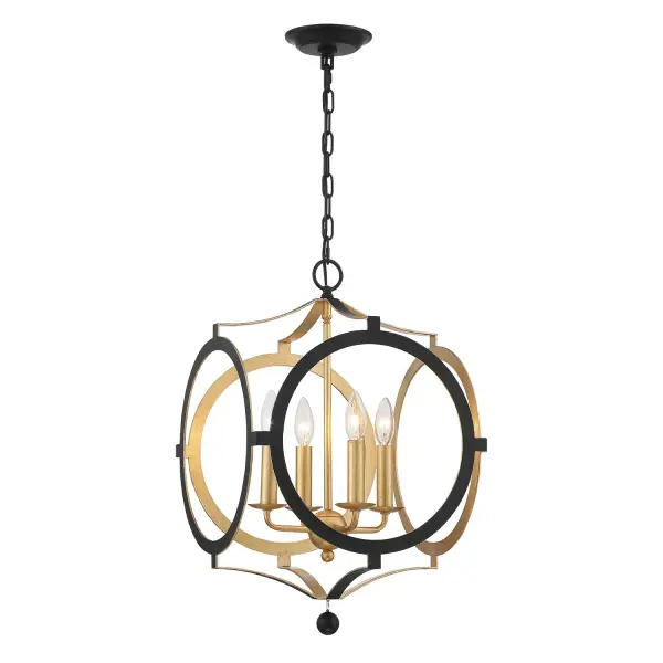 The Odelle brings modern farmhouse style with its striking geometric cage design and two-tone black and gold finish. Perfect for adding visual interest to kitchens, dining rooms, or entryways with its 20-inch width and graphic silhouette. - alternate view