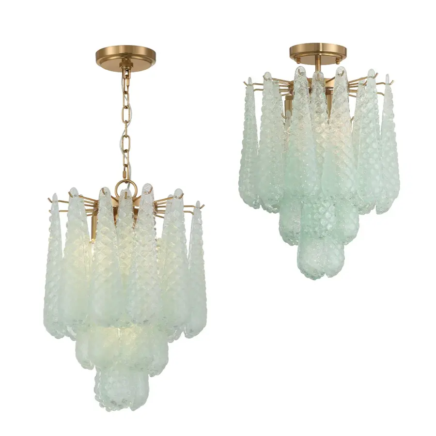 Artisan-Crafted Mid-Century Chandelier with Dynamic Color-Shifting Glass - Image 6