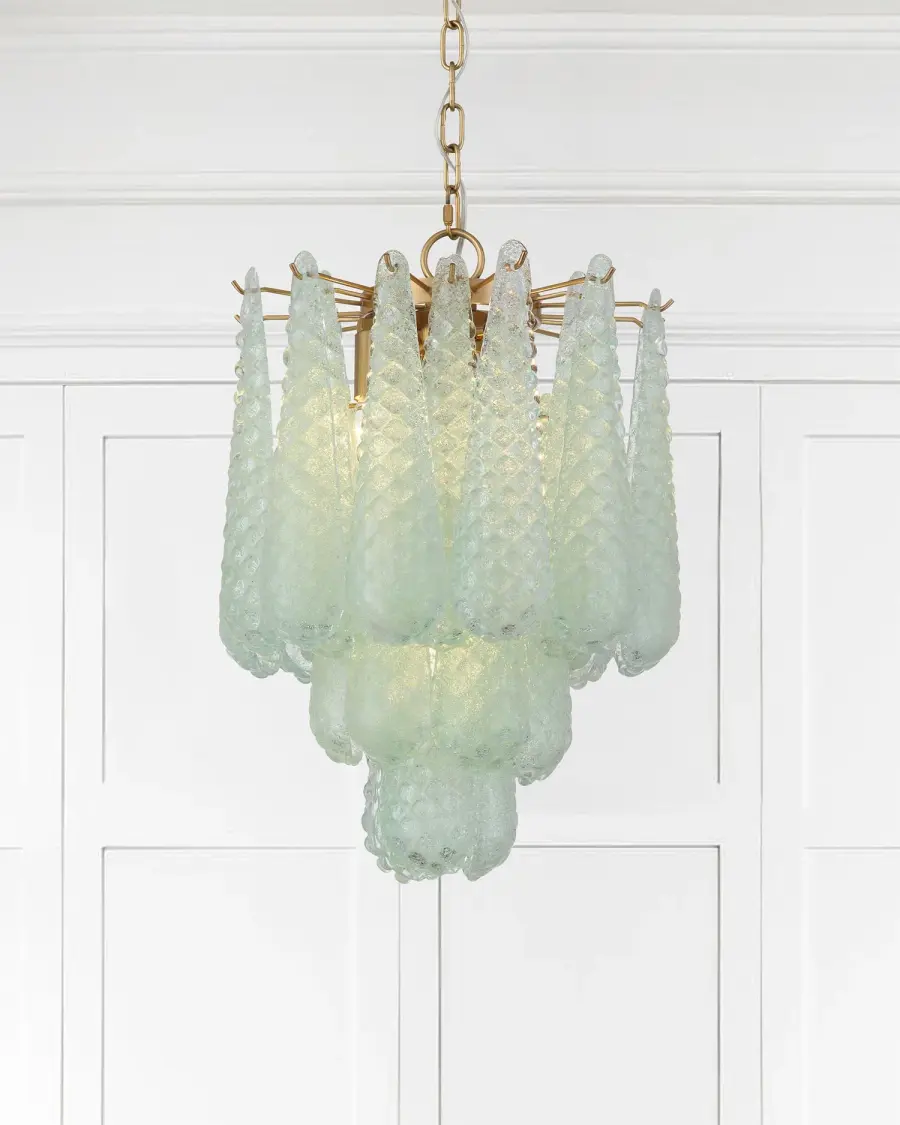 Artisan-Crafted Mid-Century Chandelier with Dynamic Color-Shifting Glass - Image 7