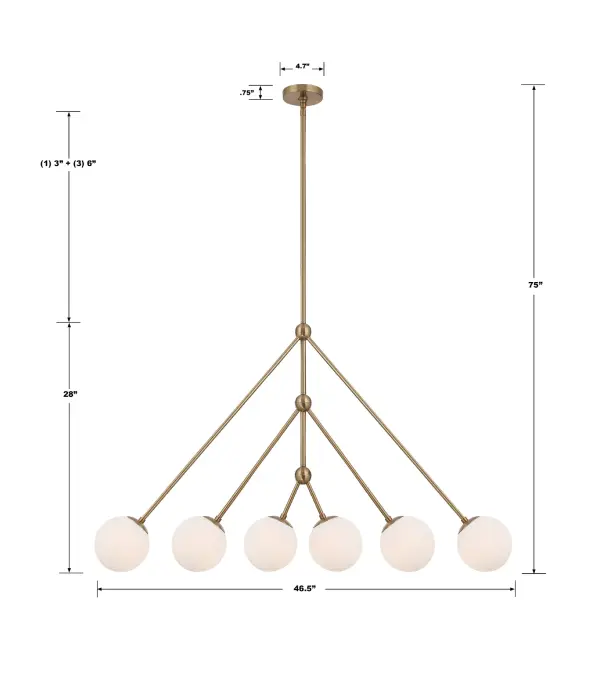 Omni 46.5" Linear Chandelier in Aged Brass - Image 7