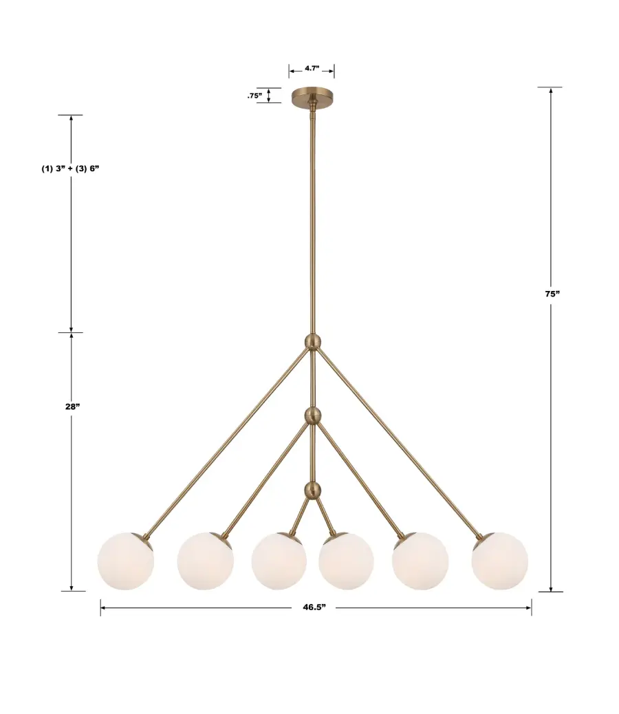 Omni 46.5" Linear Chandelier in Aged Brass - Image 7
