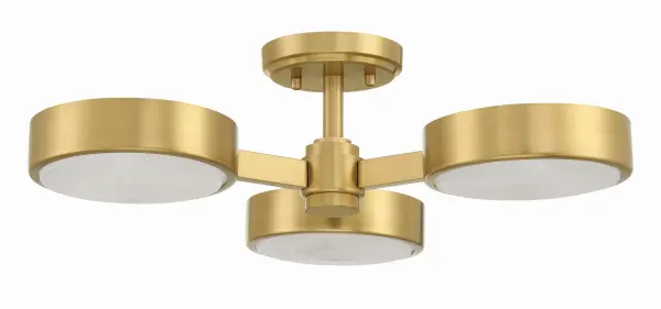 The Orson combines organic alabaster stone with jeweled crystal in a striking 22.5" semi-flush design. Its thick banded gold frame and dual-direction lighting create sophisticated ambiance for bedrooms and living spaces. - alternate view