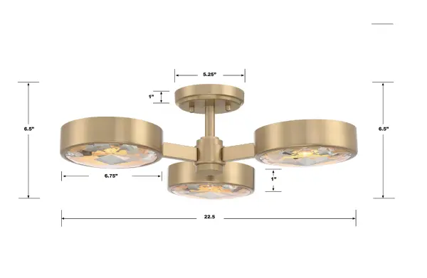 Orson 22.5" Semi Flush Mount in Modern Gold - Image 13