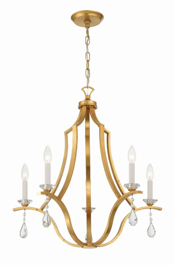The Perry Chandelier combines traditional elegance with modern minimalism through its open frame design and hand-cut crystal bobeches. At 25.5 inches, it's perfectly sized for medium dining rooms and bedrooms.