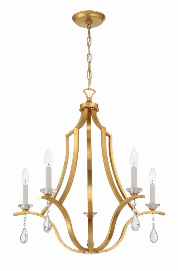 The Perry Chandelier combines traditional elegance with modern minimalism through its open frame design and hand-cut crystal bobeches. At 25.5 inches, it's perfectly sized for medium dining rooms and bedrooms. - alternate view