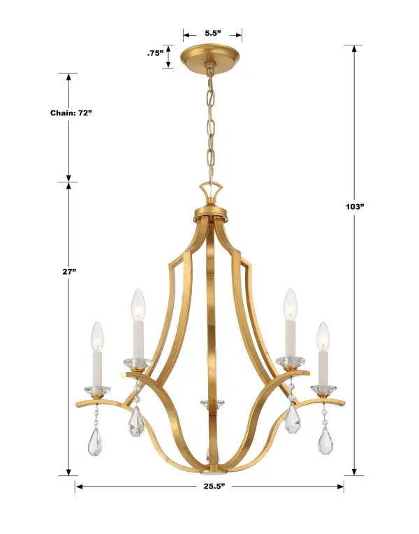 Perry 25.5" Chandelier in Antique Gold - Image 6
