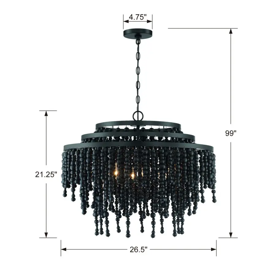 Poppy 26.5" Chandelier in Matte Black - Image 8