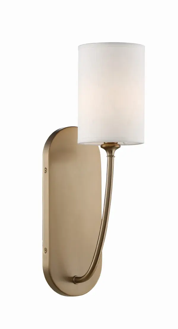 The Preston sconce combines classic sophistication with modern simplicity. Its sleek cylindrical white fabric shade and vibrant gold finish create a refined look that elevates any space with timeless appeal.