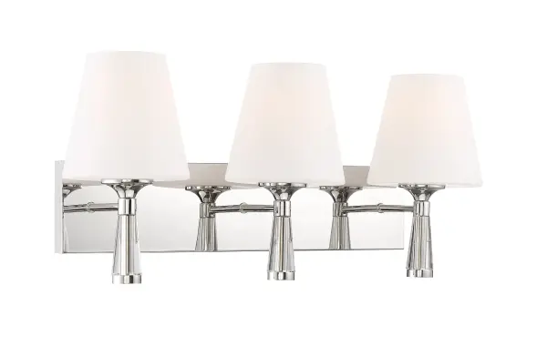 The Ramsey vanity light combines minimalist design with sophisticated glass detailing. Its distinctive glass tail and opal white shade create a refined look perfect for modern bathrooms while maintaining transitional versatility. - alternate view