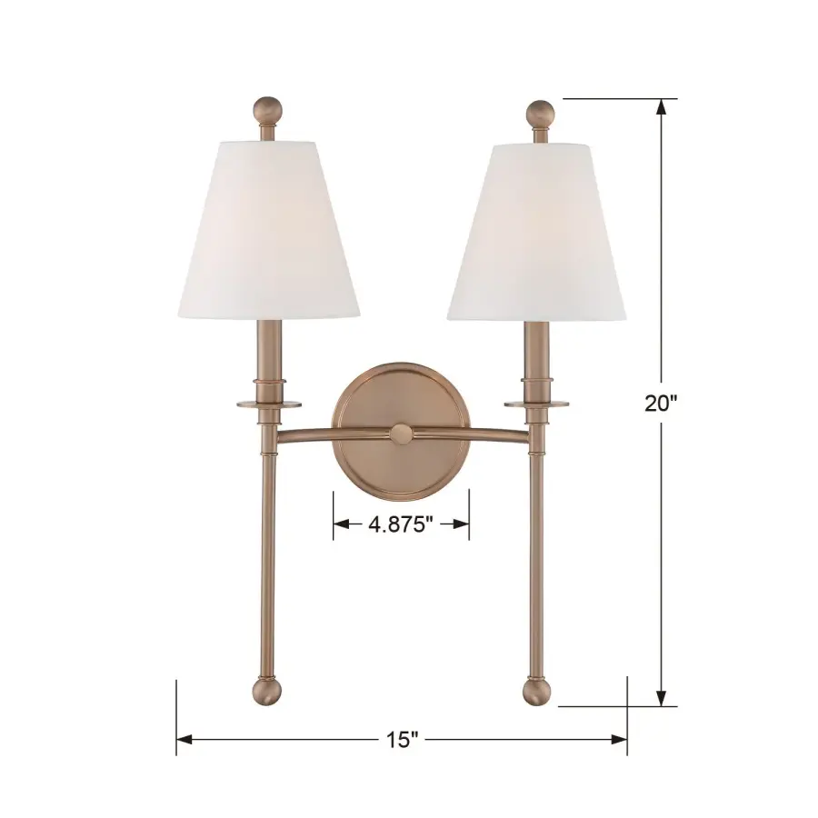 Riverdale 15" Sconce in Aged Brass - Image 6