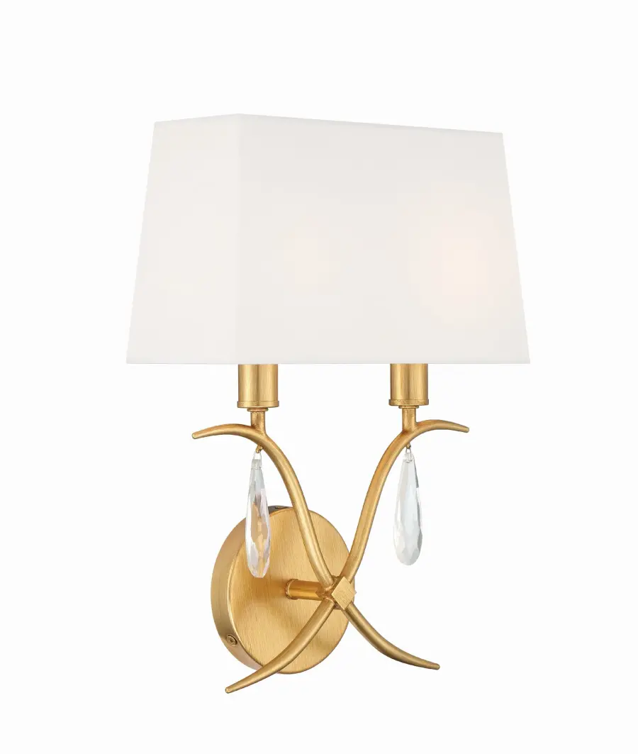 Rollins 10" Antique Gold Crystal Sconce - Image 3