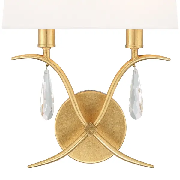 Rollins 10" Antique Gold Crystal Sconce - Image 5