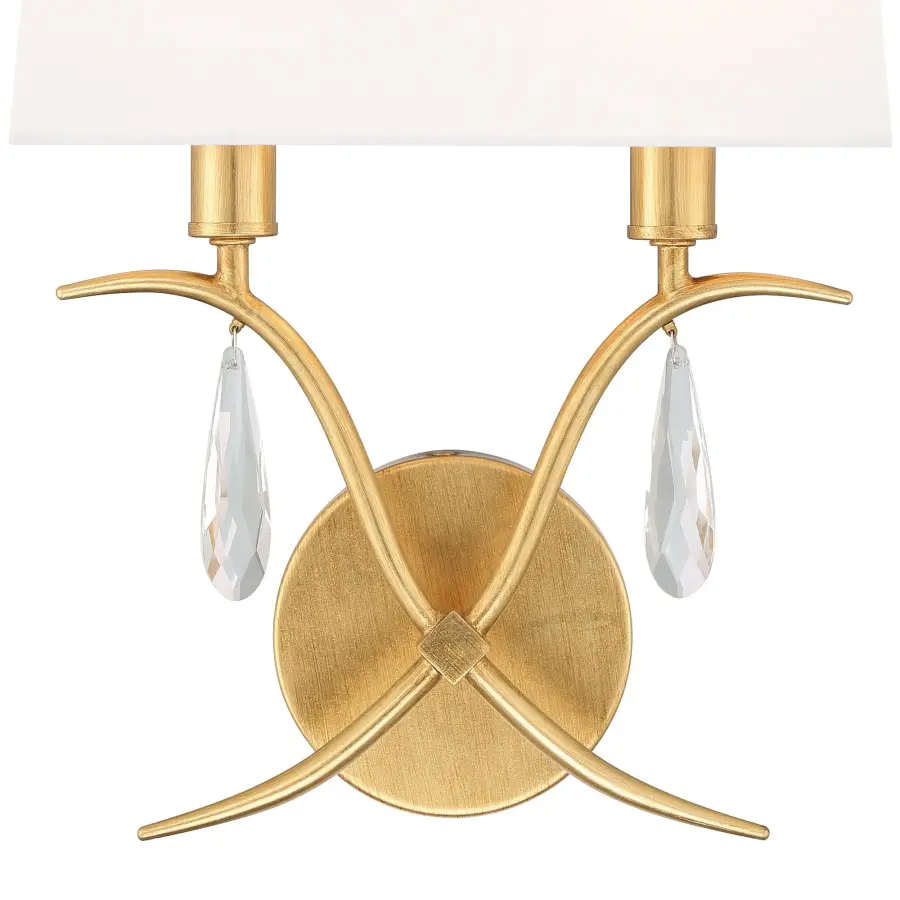 Rollins 10" Antique Gold Crystal Sconce - Image 5