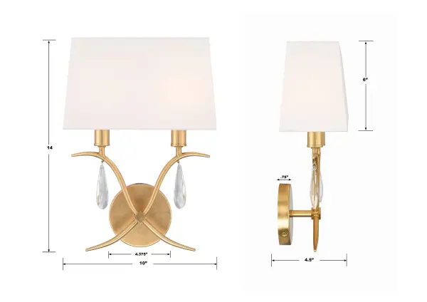 Rollins 10" Antique Gold Crystal Sconce - Image 7