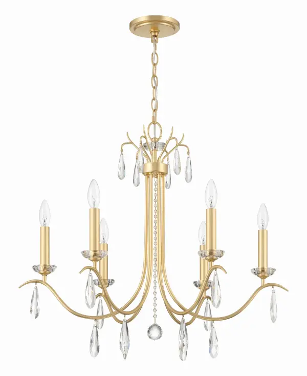 The Rollins 28" chandelier offers exceptional versatility with its dual aesthetic options. The traditional fabric shade provides soft, diffused lighting, while the shadeless version reveals an organic metal frame with crystal drops for a more contemporary look. - alternate view