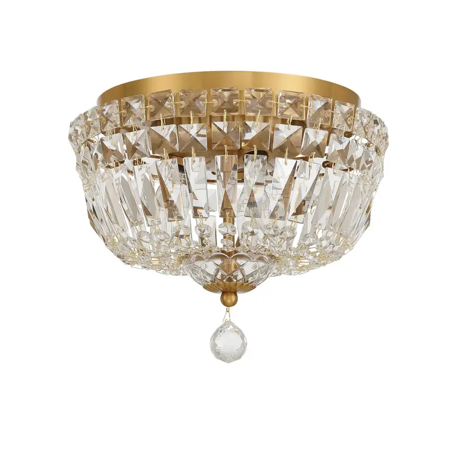 Roslyn 10" Crystal Flush Mount in Aged Brass - Image 2