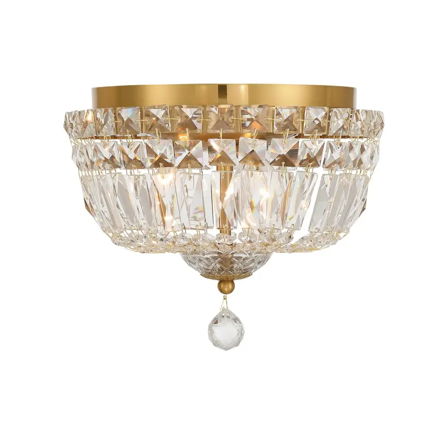 Roslyn 10" Crystal Flush Mount in Aged Brass - Image 3
