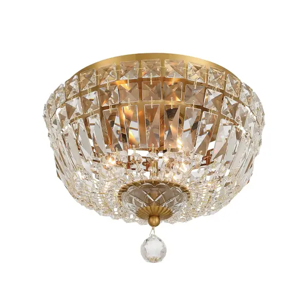 Roslyn 10" Crystal Flush Mount in Aged Brass - Image 4