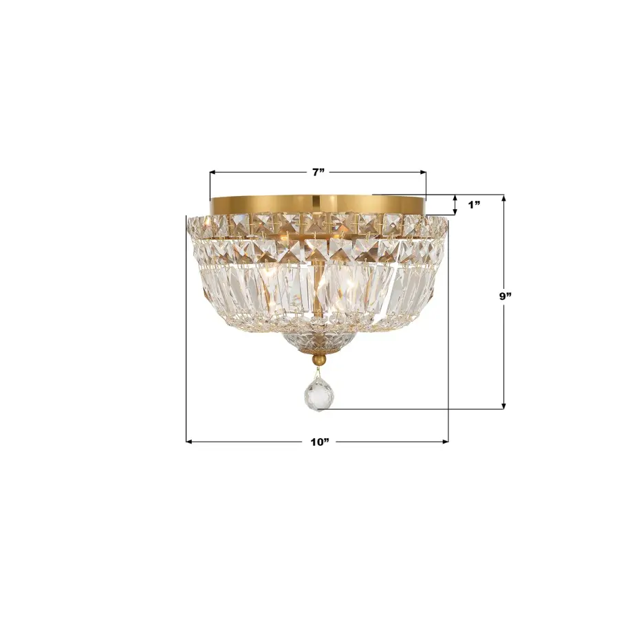 Roslyn 10" Crystal Flush Mount in Aged Brass - Image 7