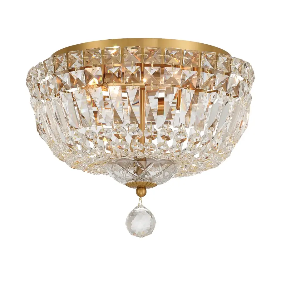 Roslyn 12" Crystal Flush Mount in Aged Brass - Image 1