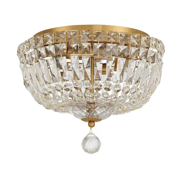 Roslyn 12" Crystal Flush Mount in Aged Brass - Image 2