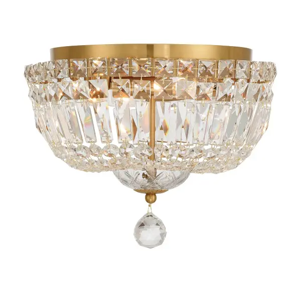 Roslyn 12" Crystal Flush Mount in Aged Brass - Image 3