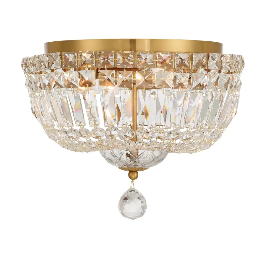 Roslyn 12" Crystal Flush Mount in Aged Brass - Image 3