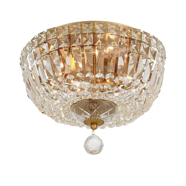 Roslyn 12" Crystal Flush Mount in Aged Brass - Image 4