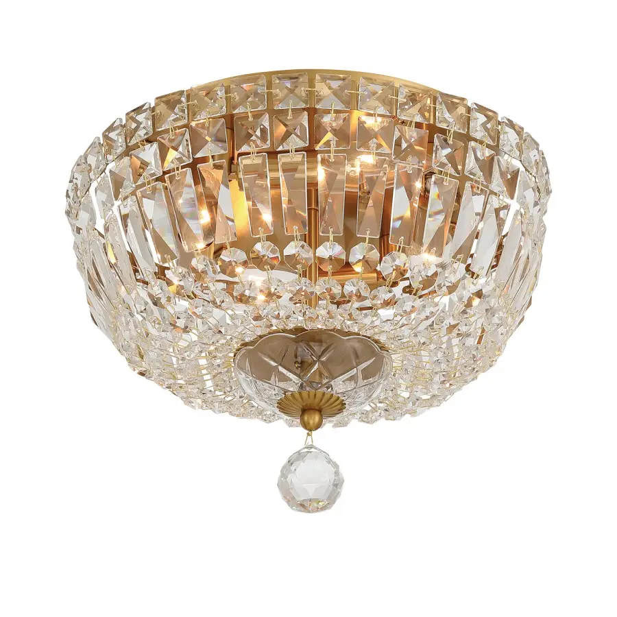 Roslyn 12" Crystal Flush Mount in Aged Brass - Image 4