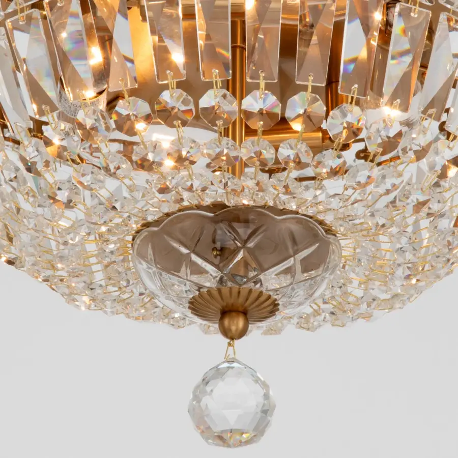Roslyn 12" Crystal Flush Mount in Aged Brass - Image 5