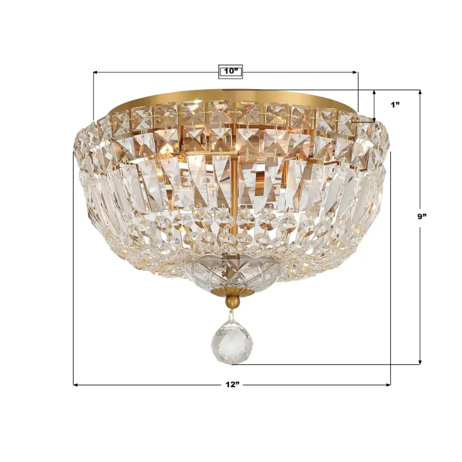 Roslyn 12" Crystal Flush Mount in Aged Brass - Image 7