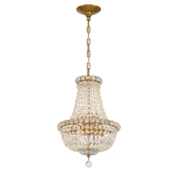 The Roslyn 12" chandelier delivers maximum glamour in a compact size. Draped in hand-cut crystal jewels, this traditional fixture creates a stunning focal point perfect for intimate spaces requiring elegant lighting.