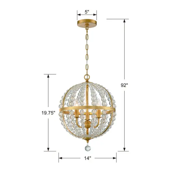 Roxy 14" Chandelier in Antique Gold - Image 7