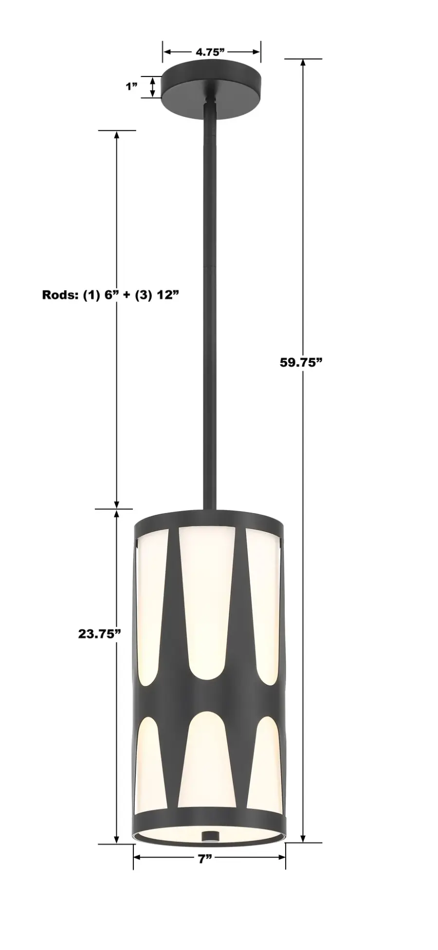 Royston 7" Mini Pendant in Black - Image 6