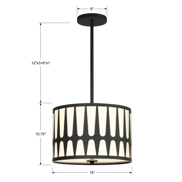 Royston 15" Black Pendant Light - Image 5