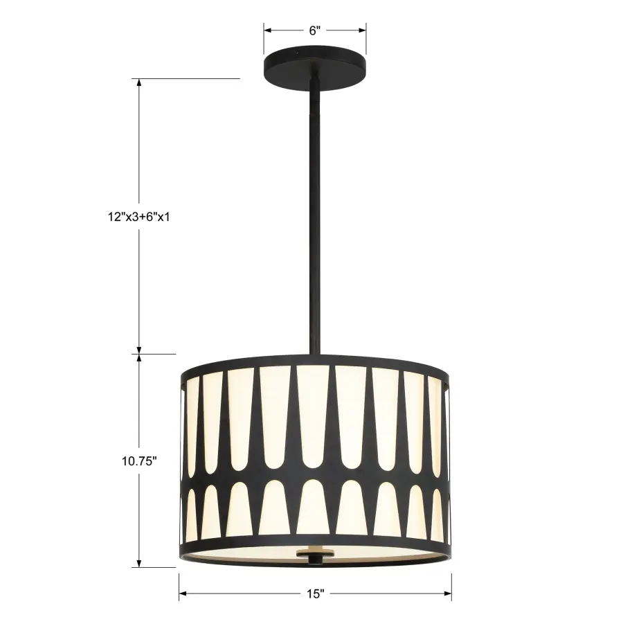 Royston 15" Black Pendant Light - Image 5
