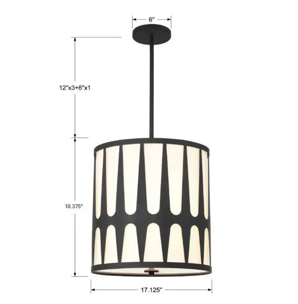 Royston 17" Black Pendant Light - Image 9