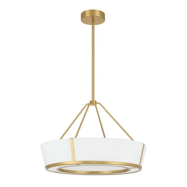 The Royce pendant combines clean modern lines with warm fabric texture, creating soft, diffused LED lighting perfect for dining and living spaces. Its 24-inch diameter provides substantial presence without overwhelming. - alternate view