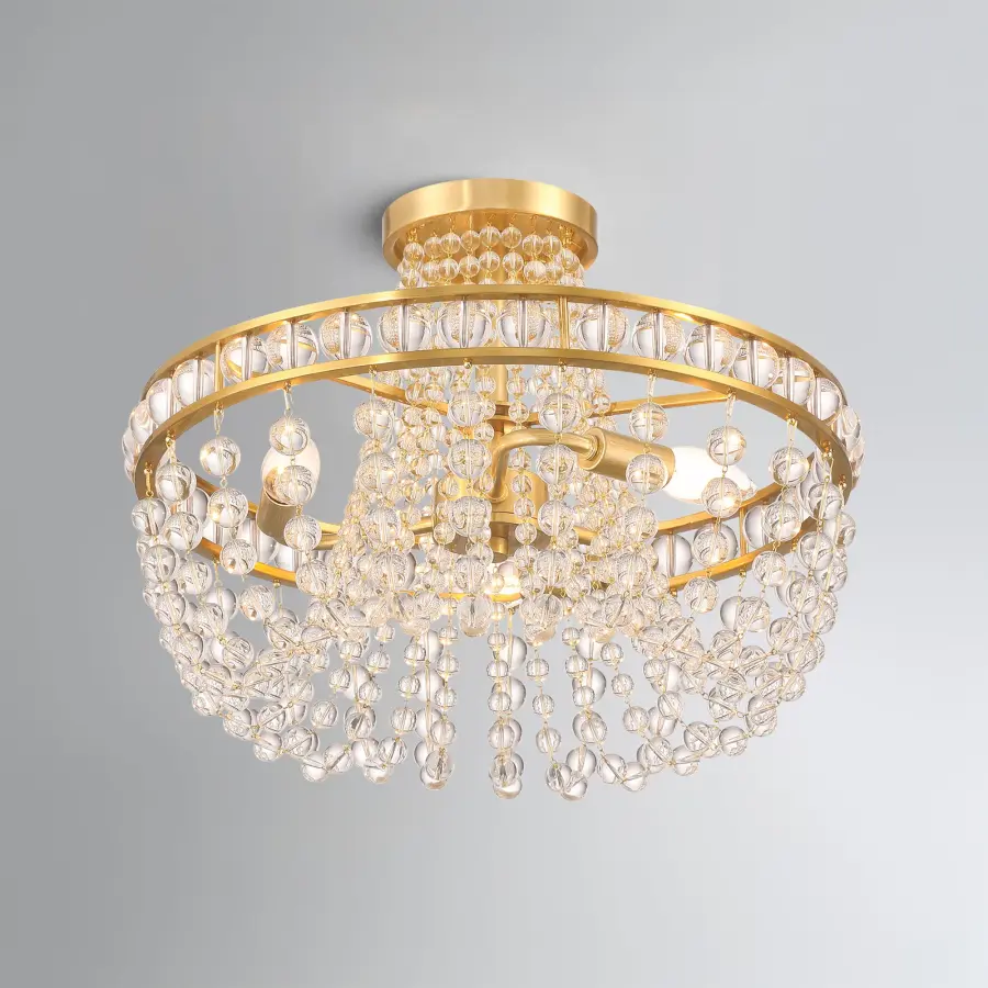 Seville 16.5" Semi Flush Mount in Aged Brass - Image 6