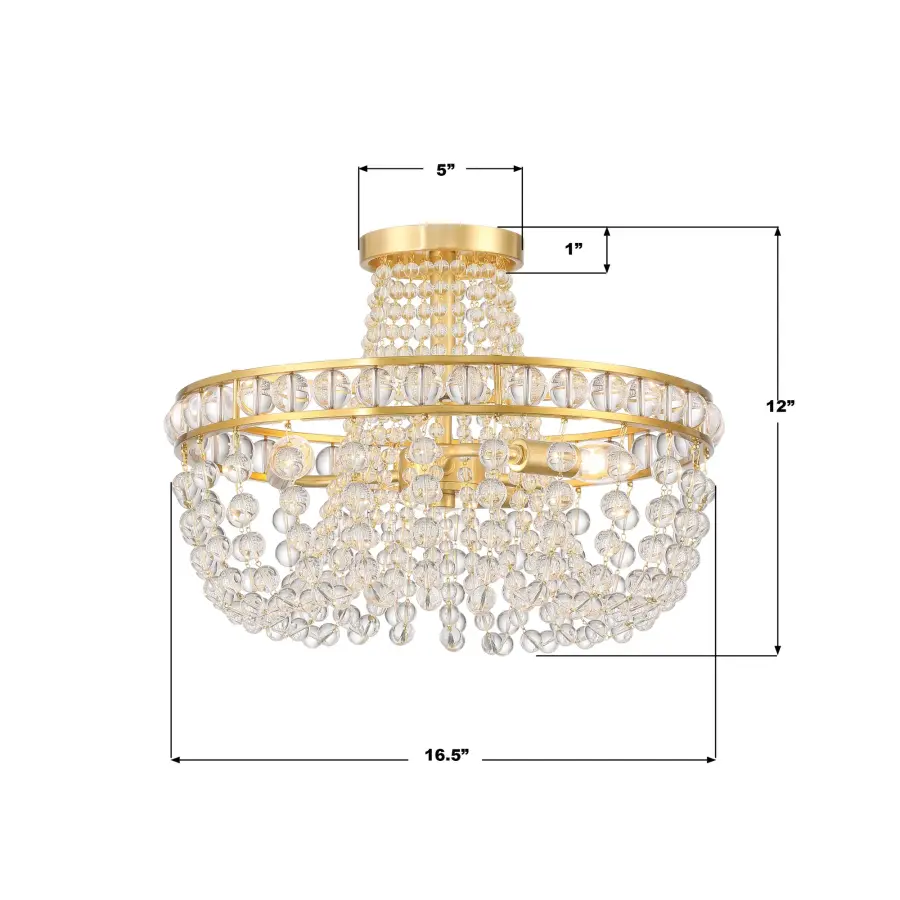 Seville 16.5" Semi Flush Mount in Aged Brass - Image 7