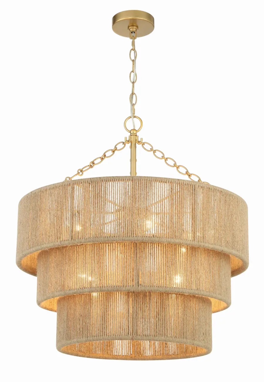 Shyla 24" Jute Chandelier in Soft Gold - Image 1