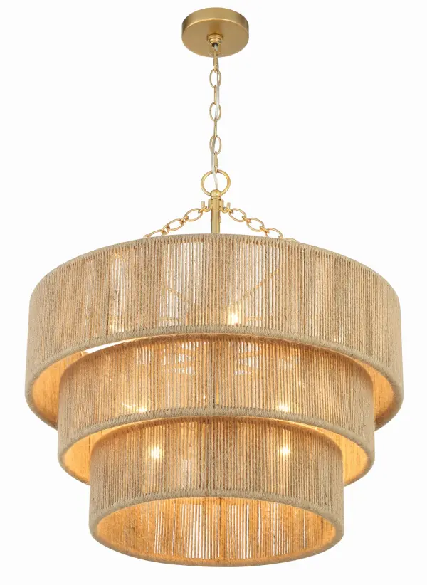 Shyla 24" Jute Chandelier in Soft Gold - Image 4