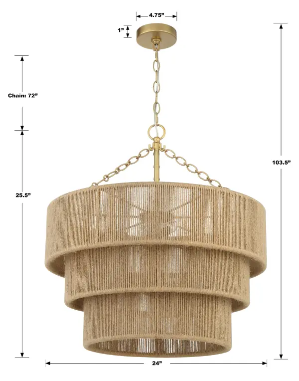 Shyla 24" Jute Chandelier in Soft Gold - Image 6