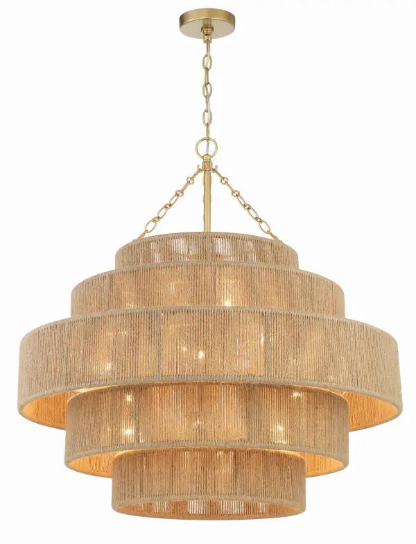 Shyla 32" Tiered Jute Chandelier - Image 1