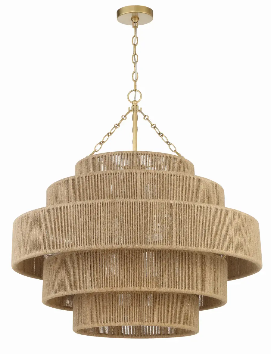 Shyla 32" Tiered Jute Chandelier - Image 2